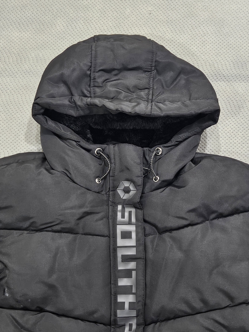 South Pole Black Hooded Kids Puffer Jacket with Branded Placket